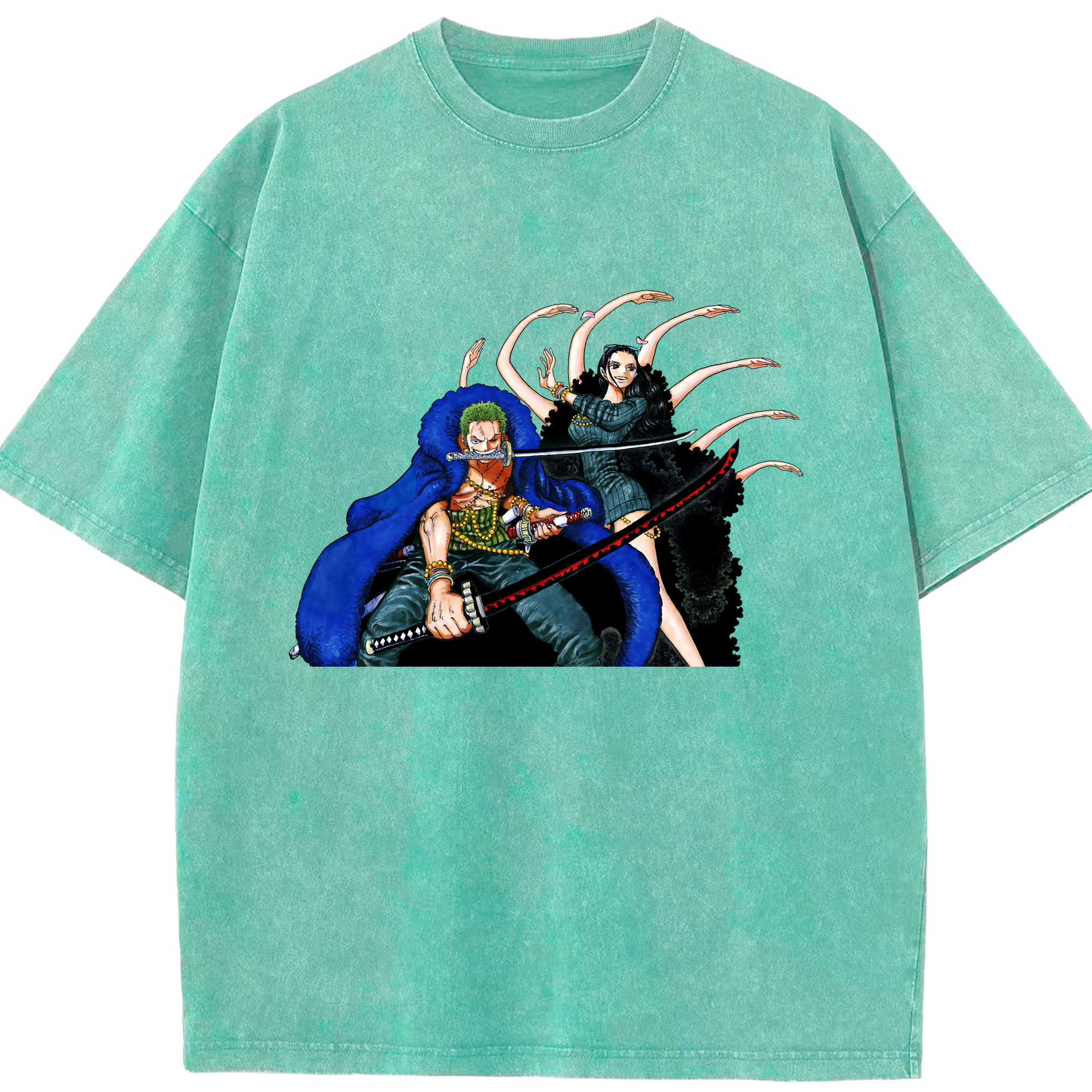 ワンピース ロロノア・ゾロ ONE PIECE Roronoa Zoro 綿100% ヴィンテージ風 半袖Tシャツ（フロントプリント）